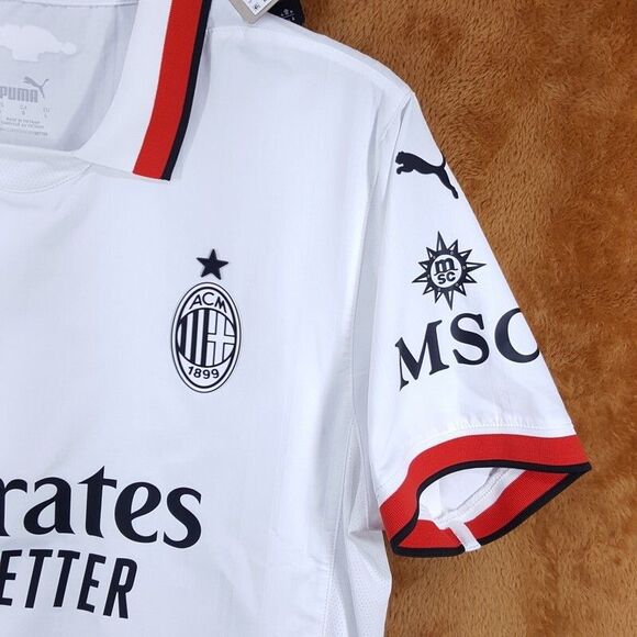 Puma ACM Mens Large White AC Milan Emirates Fly Better Soccer Futbol Jersey $140 - Picture 4 of 13